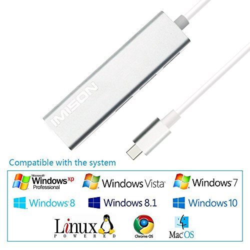 USB 3.0 Type-c Netzwerk-Hubs IMISON USB Port Lan Ethernet External Network Adapter Converter Aluminium Unibody for MacBook Pro Air iMAC, Mac Mini, Chromebook Pixel, Surface Pro (Silber) - 6