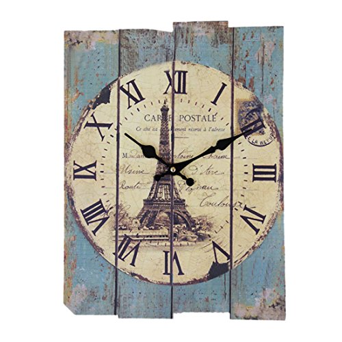 FOKOM Holz Lautlos Vintage Wanduhr Uhr Wall Clock ohne Tickgeräusche-30 x 40cm