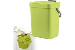 Weigudoc Poubelle Suspendue aux Armoires, 3L Poubelle Murale pour Cuisine avec Couvercle, Plastique Poubelle pour cuisine Salle de bain Chambre Salon(vert)