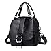 Produktbild REALIKE Damen Weichem Leder Rucksack Dual Use Rucksack Hochwertigem Reisetaschen Ausflug Backpack Einfarbig Beuteltasche Kette Reisegepäck Alltag Sportbeutel Schöne Taschen (Schwarz, M)