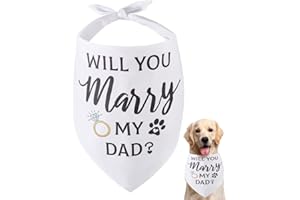 arricraft 1 Pc Pet Dog Bandana, Adjustable Engagement Wedding Theme Pet's Kerchief with Will You Marry My Dad Words, Washable Cotton Cat Scarf Bibs for Large Pet 78x38cm