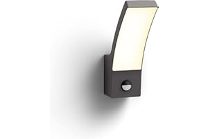 PHILIPS LIGHTING Philips Zewnętrzna lampa ścienna LED Splay z czujnikiem, 12 W, antracyt, ciepłe białe światło 2700 K, klasa ochrony IP44, zintegrowane źródło światła