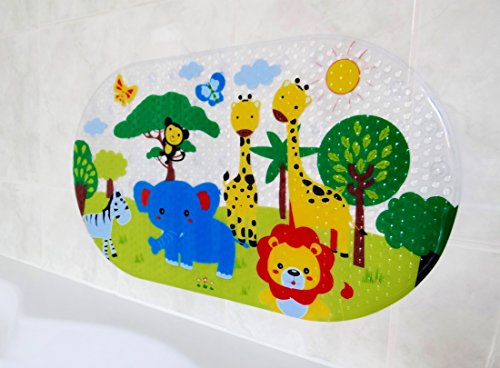 Salinka Rutschfeste Badematte Dschungel – FREI von Phatalaten und Blei – Rutschfeste Matte für Badewanne und Dusche – aus strapazierfähigem mehltau- und schimmelresistentem PVC – viele starke Saugnäpfe – praktische Tasche für einfachen Transport – kostenloses E-Book - 4
