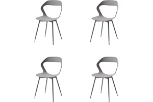 HJhomeheart 4 Sedie da Pranzo, Sedie da cucina, Adatte per Sala da Pranzo, Sedie da Ufficio in Stile Scandinavo, Design Cavo Dello Schienale (Grigio + Grigio)