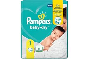 Pampers Baby-Dry - Pannolini taglia 1, 21 pannolini, fino a 12 ore di protezione totale, 2 kg - 5 kg