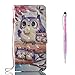Price comparison product image iPhone 10 Case,iPhone X Case,Grandoin® [3D Colorful Prints Series][Lifetime Warranty] Premium PU Leather Magnetic Flip Cover with Card Slots Holders & Hand Wrist Strap [Soft Silicone Inner] Bookstyle Wallet Case For Apple iPhone X / iPhone 10 (Owl