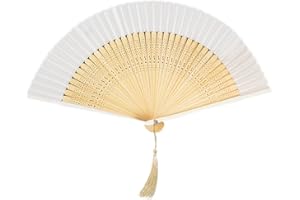 KBRPEY Fächer Faltbarer für Damen Handfächer Eleganter Weißer Handfächer Hölzernes Chinesischer Retrostil Geeignet für Sommer Kühlung Home Dekoration Tanz Performance