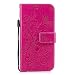 Produktbild Honor 9 Hülle,Huawei Honor 9 Case,Carols [Schmetterling und Blume]Design Muster Prägemuster Design Folio Cover Wallet im Bookstyle mit Standfunktion Karteneinschub und Magnetverschluß Etui für Huawei Honor 9 - Rose rot