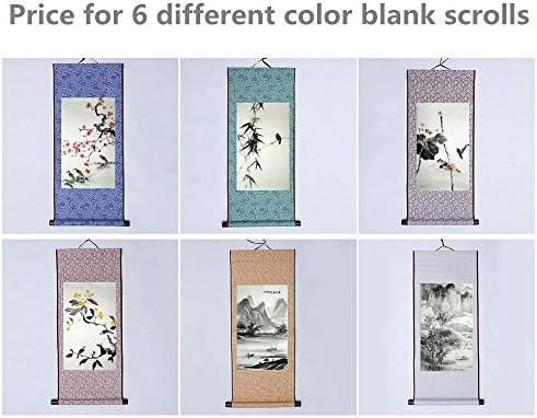 JZ014 Hmay Blank Mounting Mini Hanging Wall Scroll Set for Kanji, Sumi and Chinese Calligraphy (6pcs/set, 11.8" x 27.6")