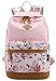 Produktbild Panegy Damen Mädchen Mode Design Rucksack Bulemendruck-Art Canvas Reisen Rucksack Schulrucksack für Schüler Freizeit Outdoor Sport Backpack - Rosa