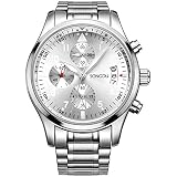 SONGDU Herren Armbanduhr Quarz Multifunktions-Edelstahl Uhrengehäuse und Armband DM-9202-P51AYA
