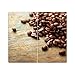 Produktbild DEKOGLAS | Herdabdeckplatten aus Glas, inklusive Noppen | 2er-Set - 2 Stück 30x52 cm | Herdabdeckung, Schneidebrett, Spritzschutz | Kaffeebohnen