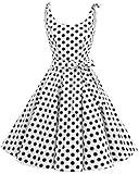Ärmellos bbonlinedress 1950er Vintage Polka Dots Pinup Retro Rockabilly Kleid Cocktailkleider White Black Big Dot XS