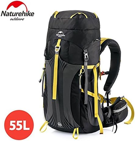 Naturehike Breathable Trekking Rucksack Unisex Outdoor Camping Hiking Backpack Large Capacity(55L black)