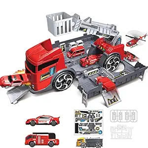 FidgetGear Boy Engineering Fire Inertia Car Model Set Parking Lot Slide Toy Gift Fire