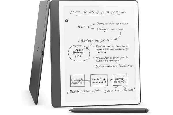 Amazon Kindle Scribe (64 GB) | Pantalla rediseñada con bordes uniformes. Escribe a mano sobre tus libros y documentos | Lápiz prémium | Gris tungsteno