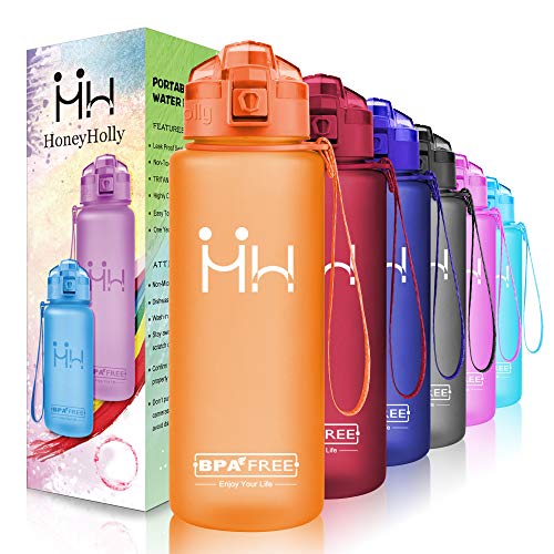 HoneyHolly Bottiglia Sportiva - Borraccia Tritan Senza BPA,Plastica Borracce a Prova di perdite con Filtro - 1l Bottiglie per Bambini,Scuola,Ufficio,Bici,Yoga,Palestra,Fitness,Campeggio