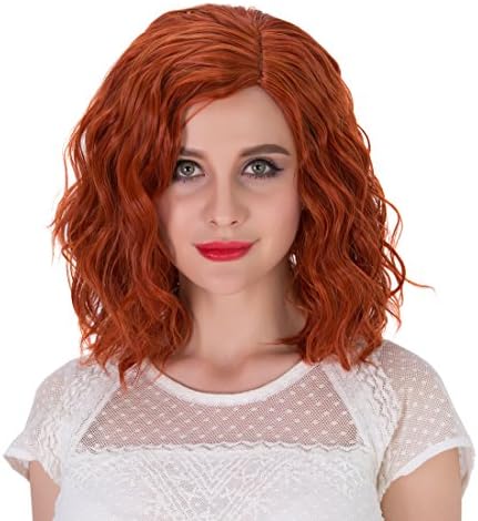 Priomix Synthetic Heat Resistant 35CM Short Curly Wavy Daily Cosplay Sexy Wigs for Women (Orange)