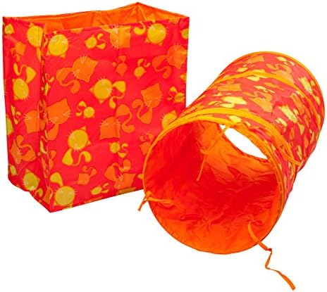Precious Paws Petface Crinkle Bag & Tunnel Fun Exercise Kitten Cat Sensory Play Toy Set (Cat Pattern)