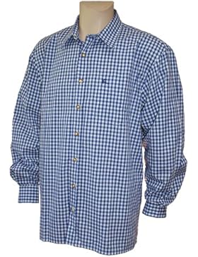 S-6XL 37-54cm Trachtenhemd Karo-Hemd Trachten-Pfoadl Karohemd blau kariert Jagd