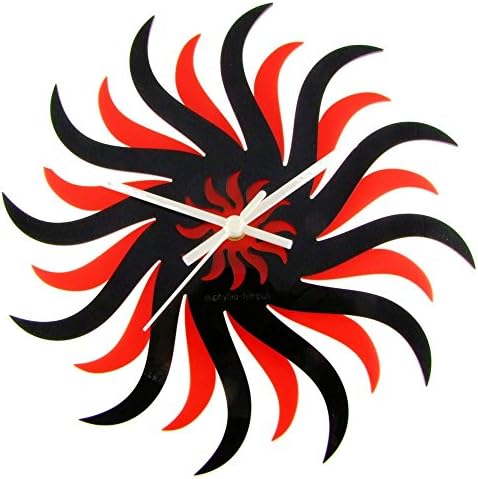 Euphyllia-Tempus Black Sun Wall Clock Black/Red (e9504blkr)