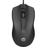 HP 100 Wired Mouse with 1600 DPI 2 Buttons and Scroll Wheel, USB Wired Connection, Windows, Black