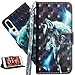 Produktbild HMTECH Huawei P20 Pro Hülle,Huawei P20 Pro Schutzhülle,Huawei P20 Pro Hülle Leder Flip Bookstyle Wallet Tasche Brieftasche Etui Case,Huawei P20 Pro Hülle Elegant Retro Luxus 3D Süßes Wolf Muster Flip Cover Wallet Brieftasche Hardcase Taschen Schalen Handy Tasche im Bookstyle mit Standfunktion Karten Slot und Magnetverschluß Flip Case Hülle Ledercase Hülle Schutzhülle Cover für Huawei P20 Pro,Wolf YX