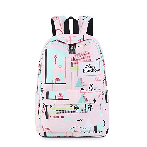 SJMMBB Schoolbag Printed Backpack Waterproof Double Shoulder Bag,Pink,42X29X13Cm