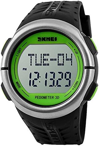 Vich Hot LED Digital Watch Men Women Fashion Sports Fitness Pedometer Calories Counter Running Wristwatches-Green Dial