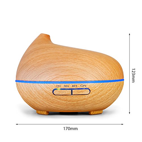 Aroma Diffuser, MaxTronic 300ML Ultraschall Öl Diffusor Holzmaserung Luftbefeuchter Duftzerstäuber Humidifier Aromatherapie Diffusors mit 7 Licht Farben LED, Automatische Ausschaltung und 4 Zeitsteuerung für Babies Kinderzimmer Haus, Wohnzimmer, Schlafzimmer, Büro, Yoga, Spa, Raum - 8