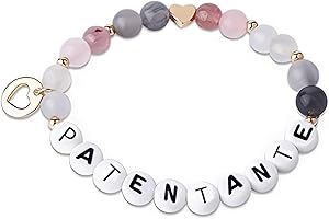 SPETNGSAKE Patentante Fragen Armbänder,Willst du Meine Patentante Sein Armbänder,Manuell Einstellbar Armbänder,Patentante Geschenk,Patentante,Taufpaten Fragen für Frauen Geschenke,Handgemachte Edelstein Perlen
