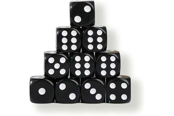 10X Svarta Tärningar Set 16mm Pricktärningar Speltärningar i Akryl, 6-sidiga Speltärningar, Tärningsspel Brädspel –