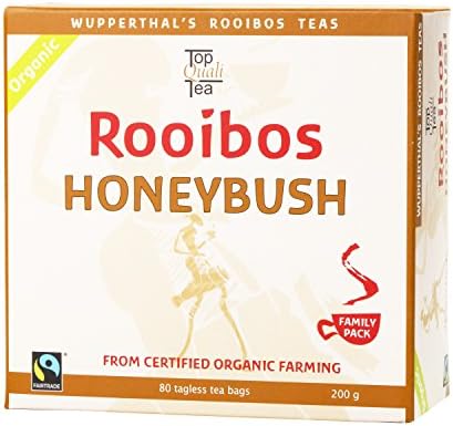Topqualitea Rooibos &amp; Honeybush 80 TaglessTea Bags | Certified Organic, Fair-trade| Natural Herbal Beverage| Caffeine &amp; Gluten, Vegan, Halal | Detox, Weight Loss, Boost Immunity