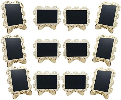 Eushine Mini Chalkboard Message board Easel Small Chalkboard Signs with Stand for Weddings, Parties, Table Numbers or Place Cards, Set of 12