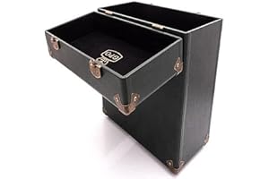 GPO Portable Retro-Style Carry Case for LPs, Albums and 12-Inch Vinyl Records (Holds 30 Albums) - Green/Black