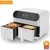 Groove Max Plus XXL 1800W 8Lt &Ccedil;ift Hazneli Smart Airfryer Yağsız Sıcak Hava Frit&ouml;z&uuml; Beyaz