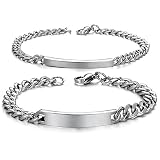 Jewellery-Coppia di bracciali da donna con braccialetto in acciaio INOX con incisione personalizzata per Lover, Braccialetto da uomo