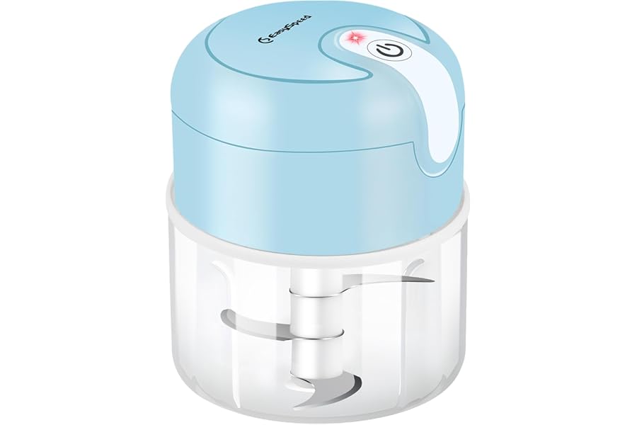 EASYSPEED Electric Meat Chopper Blender Chopper Rechargeable Battery USB Type-C Portable, Suitable for Kitchen Meat, Fruits and Vegetables, in the Kitchen, Blue
