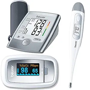 Beurer BM 35 upper arm blood pressure monitor with Beurer PO 30 pulse oximeter & Beurer FT 09/1 clinical thermometer German Technology (an Medical Essential Kit) with 5 Years Warranty.