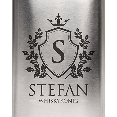 Flachmann Edelstahl 8oz. 237 ml mit individueller Gravur – Whiskykönig - 3