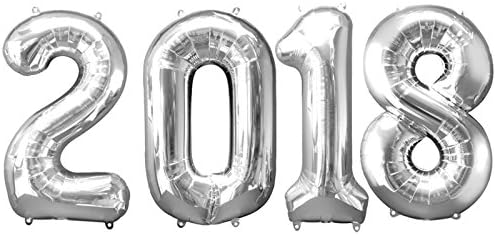 2018 Foil Balloon Numbers Kit - 34" silver