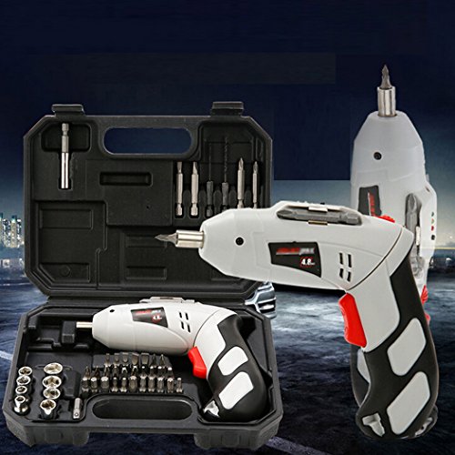 Elektrisch Akkuschrauber 4.8v, PHOEWON 45-in-1 Schraubendreher Elektro Bohrer Bits Set Schraubendreher HSS Bohrer Werkzeug Nachladbare Elektrische Bohrmaschine Elektroschrauber Kit