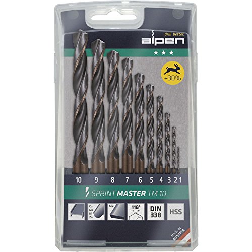 ALPEN Bohrer-Kassette Sprint mit DIN338 TM10, 10 Stück, 811092100