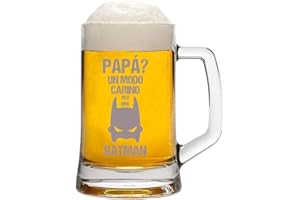 bubbleshirt Boccale da Birra Incisione papà - papà Un Modo Carino per Dire Batman - Idea Regalo papà - Bicchiere in Vetro Chiaro, ca 50 cl