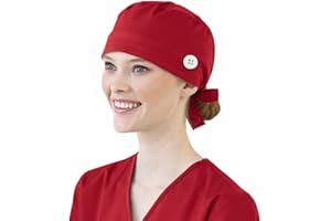 UNHU OP Haube Arbeit Peeling Cap Baumwolle Verstellbar Kochmütze Staubmütze Einfarbig Chirurgische Kappe Stoff Bandana für Frauen Männer (Rot)