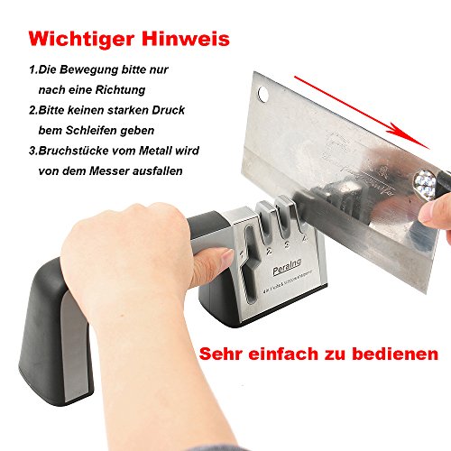 Messerschärfer Peralng Messerschleifer Knife Sharpener Steel, Sharpen Schere Keramikmesser Antirutsch Scherenschleifer, Professionelles 4 Stufen-Schleifsystem - 3