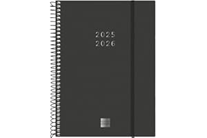 Finocam - Agenda Espiral 18 Meses 2025 2026 Semana Vista Horizontal Julio 2025 - Diciembre 2026 (18 meses) Negro Internacional