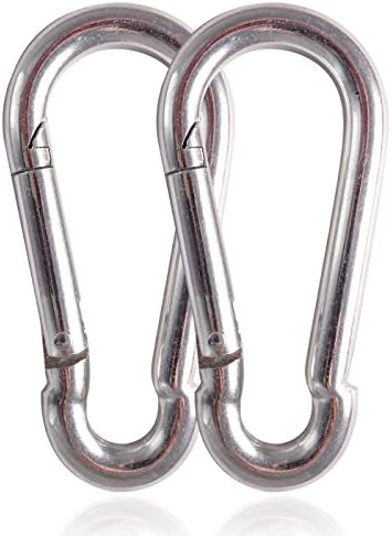 Everlar® Carabiner Hook Set | Safe & Easy Attachment of Hanging Chair, Hammock, Swing, Punch Bag, Sun Sail, Love Swing etc. in the Home, Garden and Leisure, silver