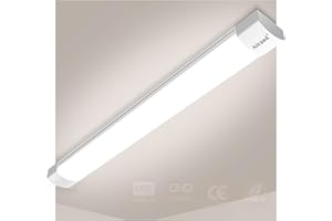 Airand Neon Led 60cm 18W 1800LM Linkable Reglette Tube LED Plafonnier Reglette Étanche IP66 Lampe Fluorescent Tubes Lumière Garage Atelier Entrepôt Bureau Salle de passe-temps Blanc Neutre