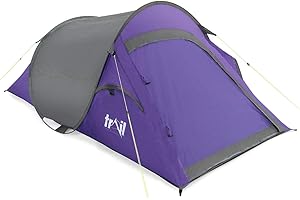 TRAIL OUTDOOR LEISURE Trail 2 Person Pop Up Tent, Lightweight 2 Man Festival Camping Tent, Fast and Easy to Pitch, Single Skin with 1500mm Hydrostatic Head, Carry Bag Included (216cm x 118cm x 90cm)
